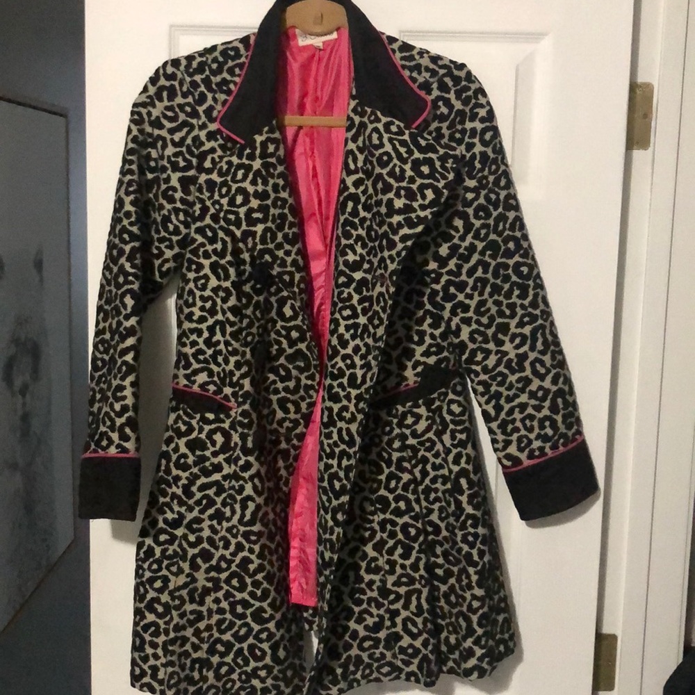 Leopard print pea coat